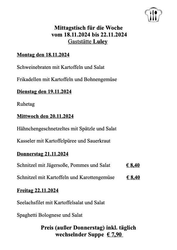 Gaststätte Luley Mörfelden-Walldorf - Mittagstisch bis 2024-11-22